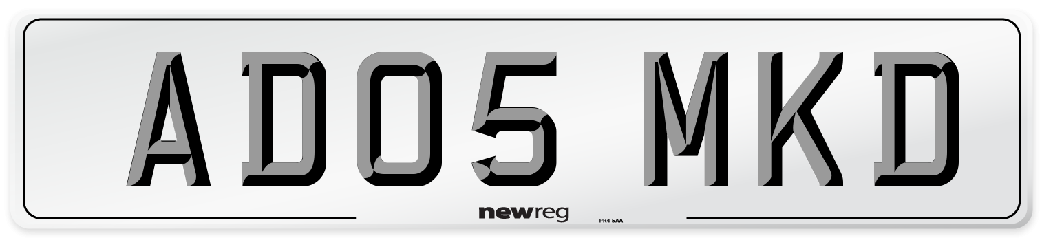 AD05 MKD Number Plate from New Reg